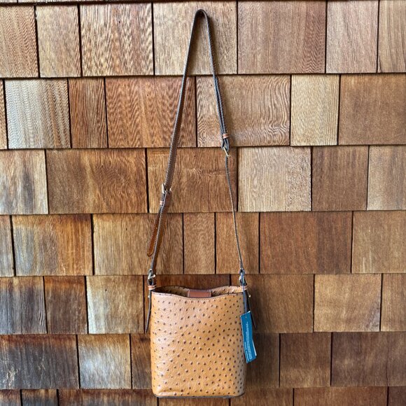 NWT Dooney & Bourke Tan Leather Ostrich Small Ridley Bag - H 9" x W 4.5" x L 8" - Picture 9 of 16